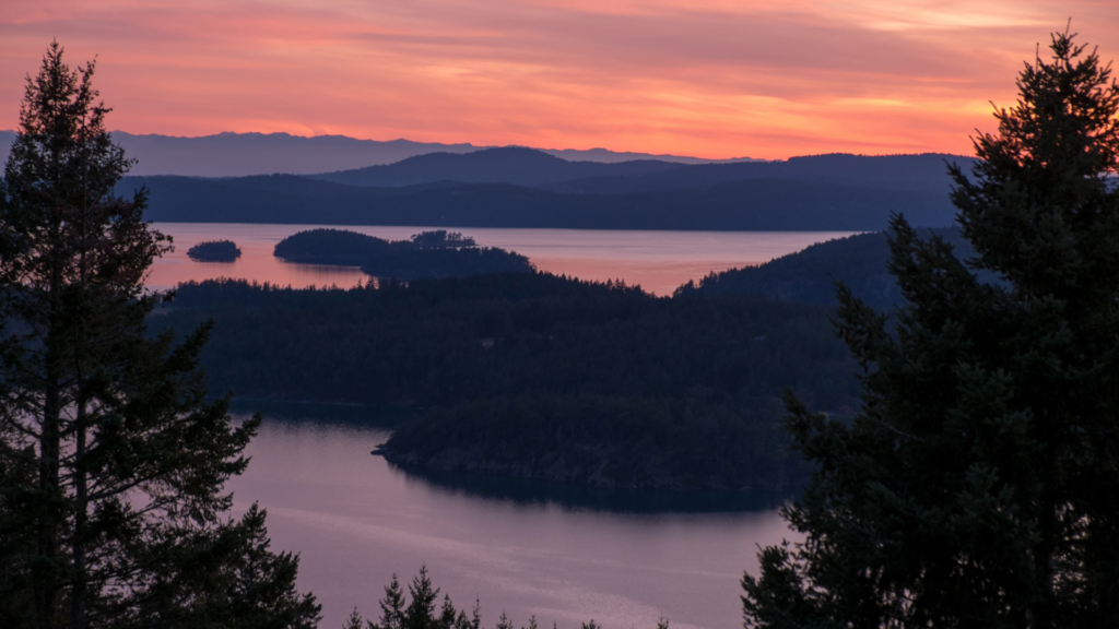 san juan islands at sunset time