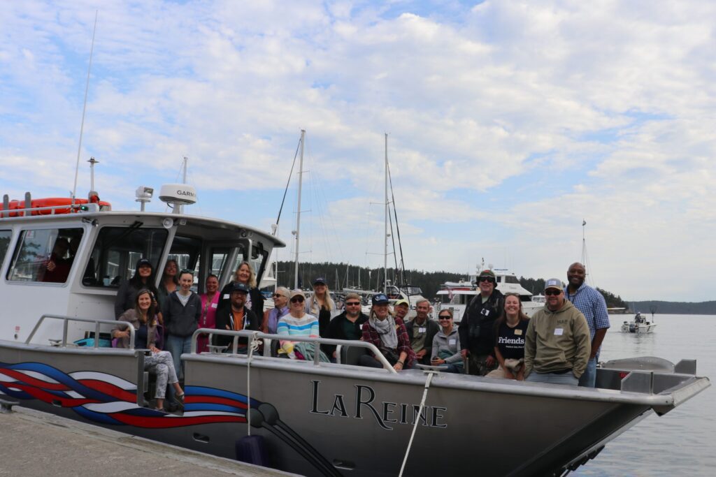 land managers on a boat